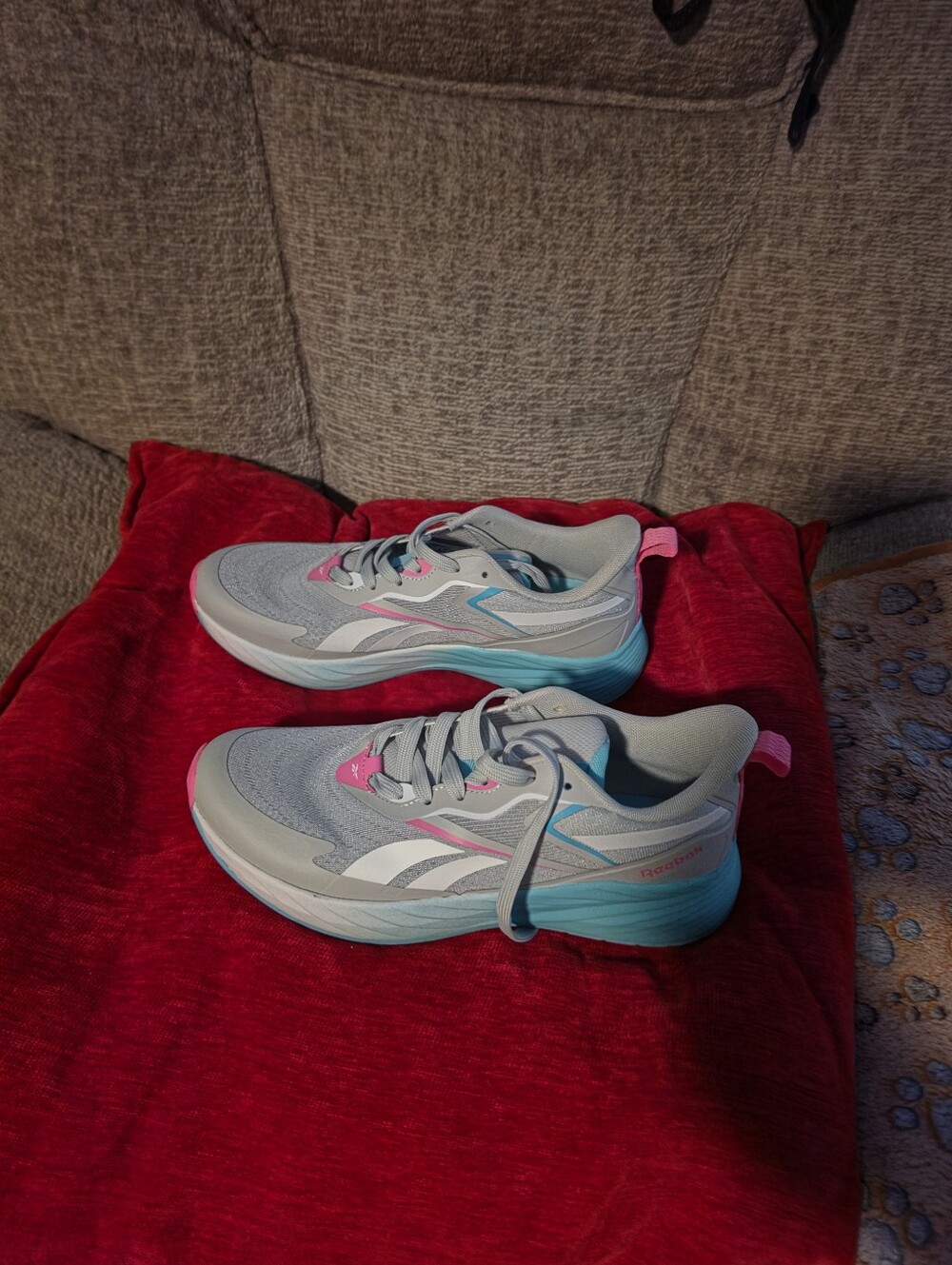 Reebok Women's Light Gray, Pink & Teal Athletic Shoes